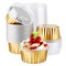 50 Pck Disposable Ramekins, Gold 50pcs 5oz Mini Aluminium Foil Baking Cups with Lids Creme Brulee Cupcake Liners, Desert Cheesecake Pans Flan Molds Tin Cups Containers for Party Favor Birthday